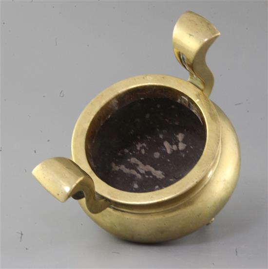 A Chinese bronze ding censer, 19th century, h. 17.5cm, w. 20.5cm